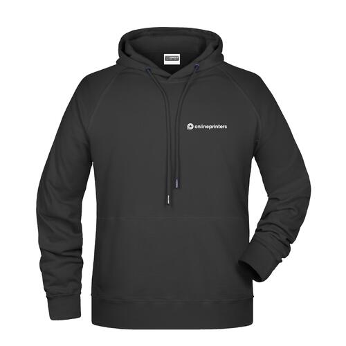 Sweat � capuche noir en coton-polyester avec cordon de serrage.