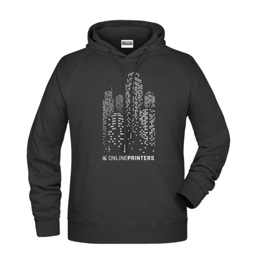 Sweat  capuche noir en mlange de coton avec capuche et poche kangourou.