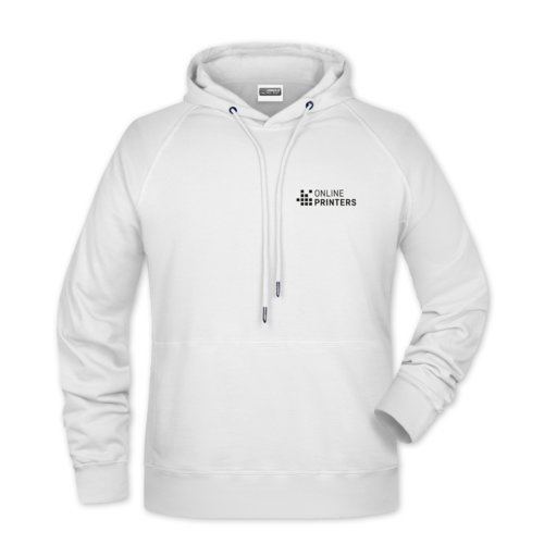 Sweat  capuche blanc en coton-polyester pour homme avec cordon de serrage.