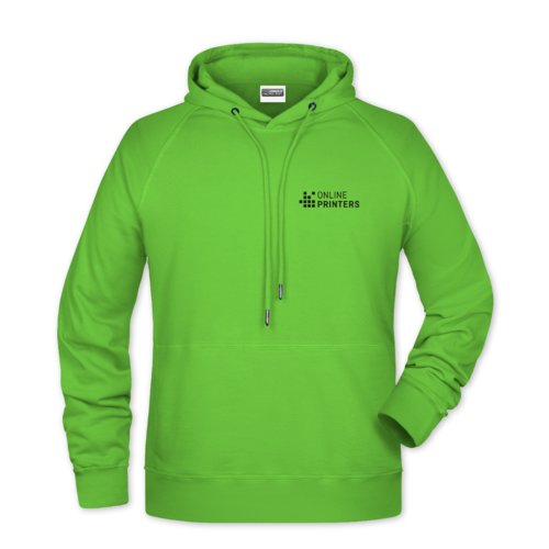 Sweat  capuche vert pomme en mlange de coton avec cordon de serrage.
