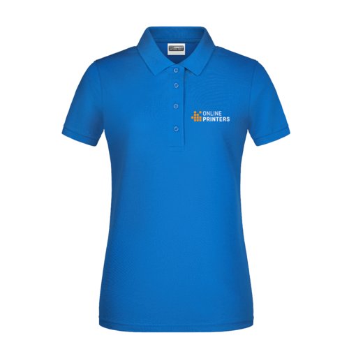 Polo pour femme bleu roi en coton avec courte patte de boutonnage.