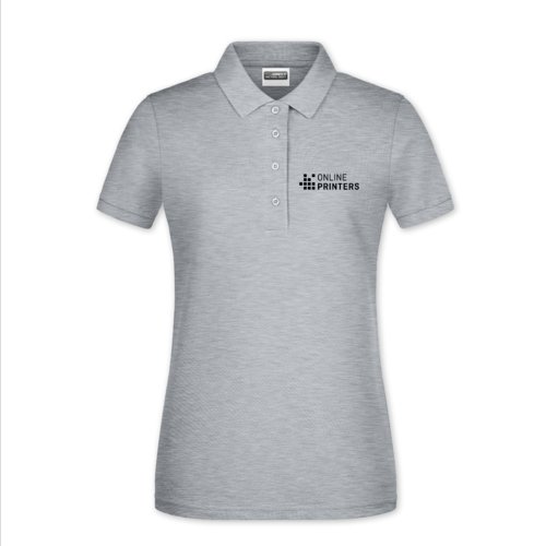 Polo pour femme en coton chin gris avec patte boutonne.