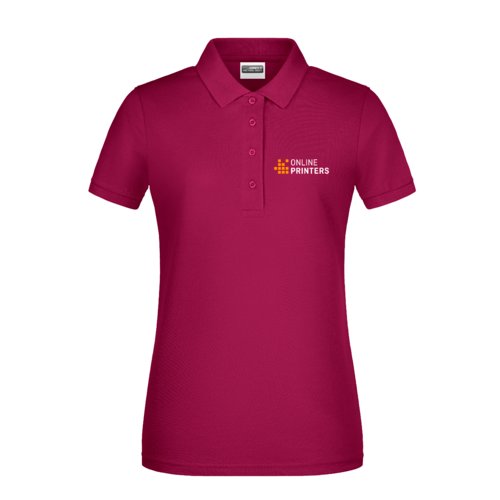 Polo bordeaux en coton pour femmes avec courte patte de boutonnage.