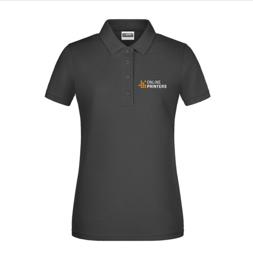Polo noir en coton pour femmes avec courte patte de boutonnage.