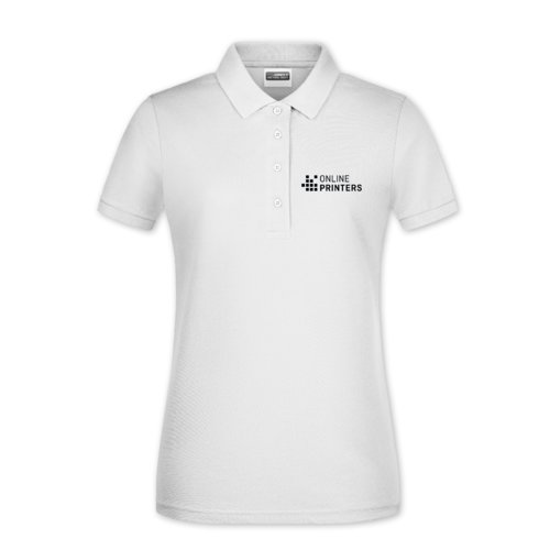 Polo blanc en coton coupe femme avec patte boutonne.
