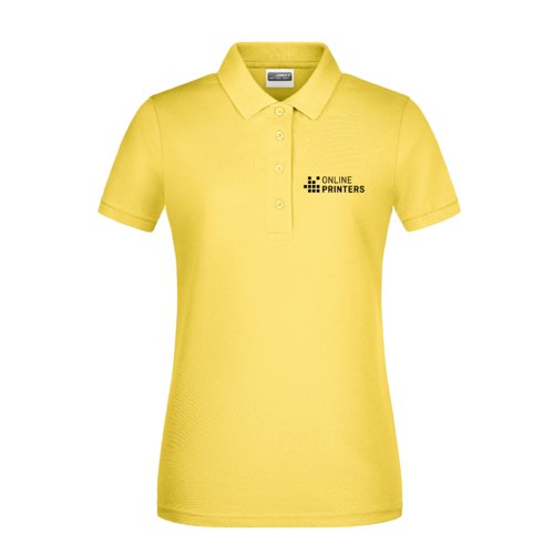 Polo en coton jaune pour femmes avec une courte patte de boutonnage.