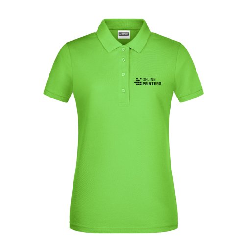 Polo en coton vert pomme pour femme avec courte patte boutonne.