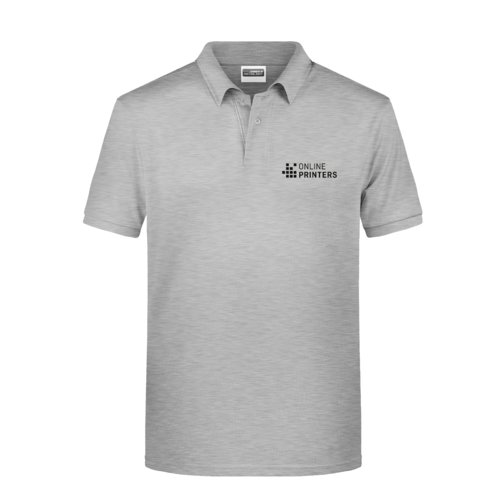Polo en coton gris chin pour homme avec courte patte boutonne.