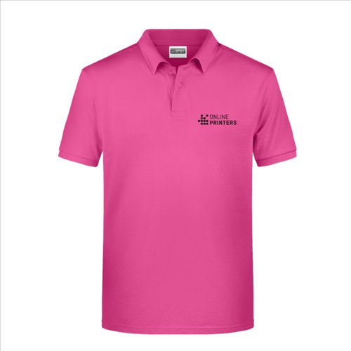 Polo rose en coton pour homme avec courte patte boutonne.