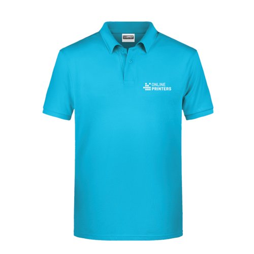 Polo turquoise en coton pour homme avec courte patte boutonne.