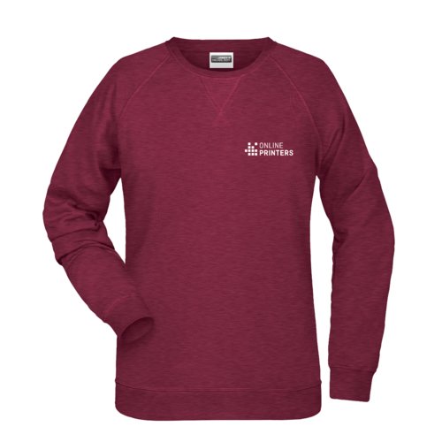 Sweat-shirt bordeaux pour femme en mlange de coton avec col rond.