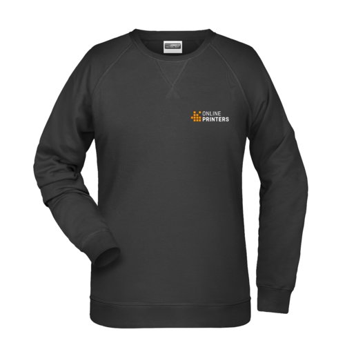 Sweat-shirt noir pour femme en mlange de coton avec encolure ras du cou.