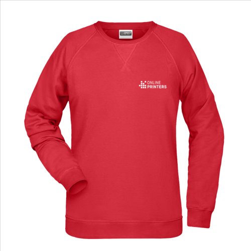 Sweat-shirt rouge en mlange coton-polyester pour femmes.