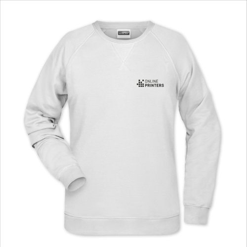 Sweat-shirt blanc en coton-polyester pour femmes avec manches longues.
