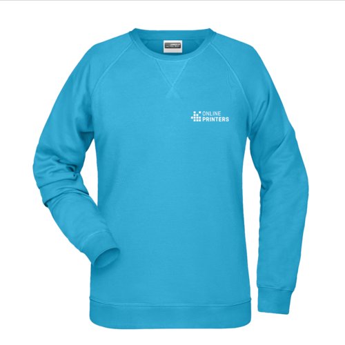 Sweat-shirt turquoise en mlange de coton pour femmes.