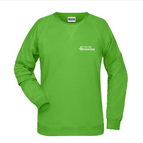 Sweat-shirt en coton mlang vert pomme pour femme avec manches longues.