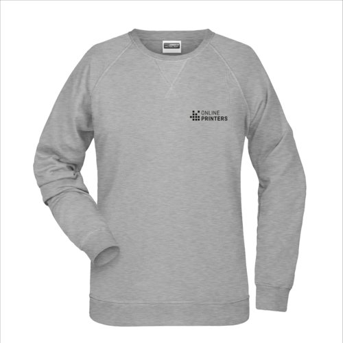 Sweat-shirt gris chin pour femmes en mlange de coton avec manches longues.