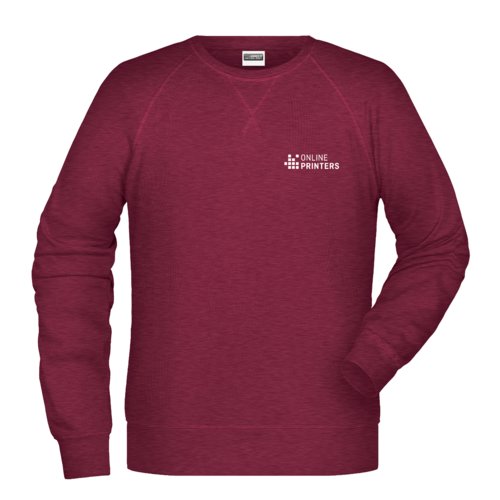 Sweat-shirt bordeaux en mlange coton-polyester pour homme  col rond.