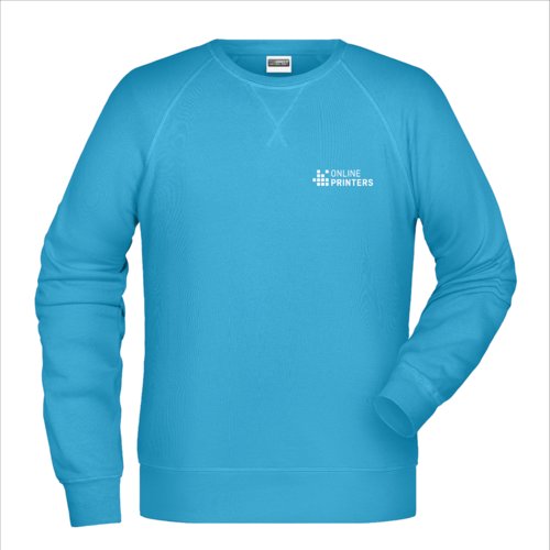 Sweat-shirt turquoise en mlange coton-polyester pour hommes.