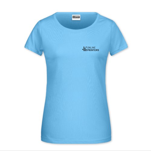 T-shirt en coton bleu ciel pour femmes avec col rond.