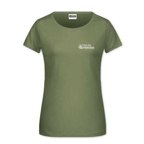 T-shirt kaki en coton pour femmes avec manches courtes.