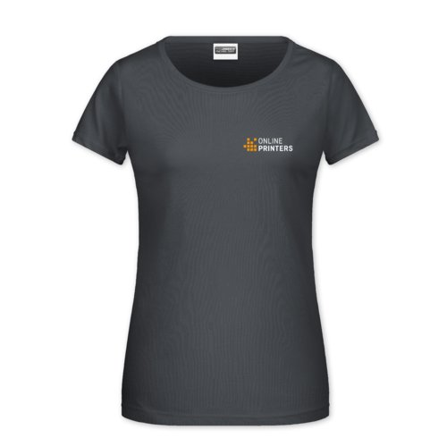 T-shirt en coton gris fonc pour femmes avec manches courtes.