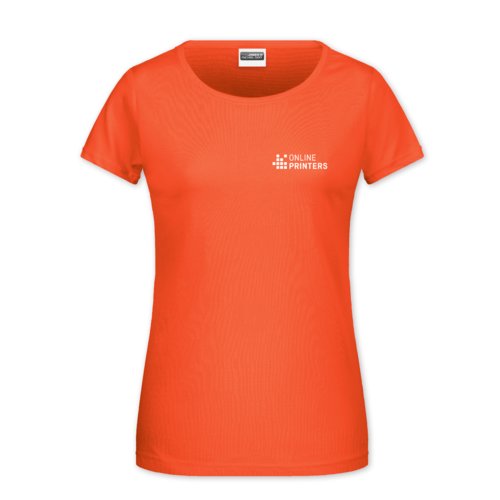 T-shirt abricot en coton pour femmes avec manches courtes.