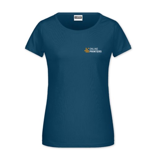 T-shirt en coton ptrole pour femmes avec manches courtes.