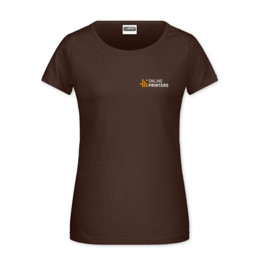 T-shirt marron en coton pour femmes avec manches courtes.
