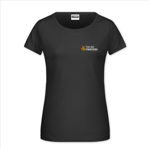 T-shirt noir en coton pour femmes avec manches courtes.