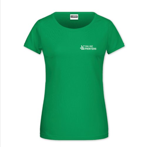 T-shirt vert en coton pour femmes,  manches courtes et encolure ras du cou.
