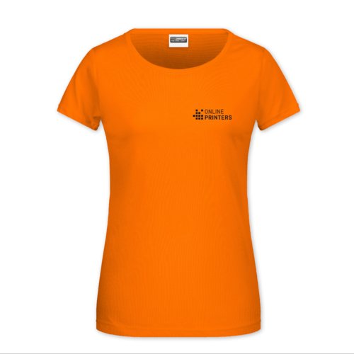 T-shirt orange en coton pour femmes avec manches courtes.