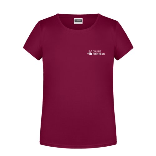 T-shirt bordeaux en coton pour filles  manches courtes.