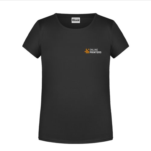 T-shirt noir en coton pour filles  manches courtes.