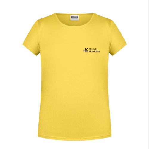 T-shirt jaune en coton pour filles avec manches courtes.
