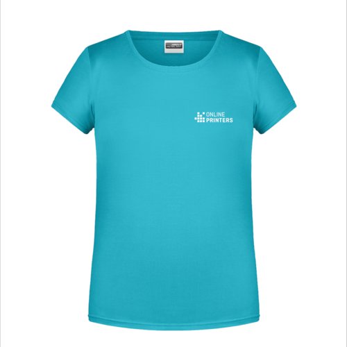 T-shirt turquoise en coton pour filles  manches courtes.
