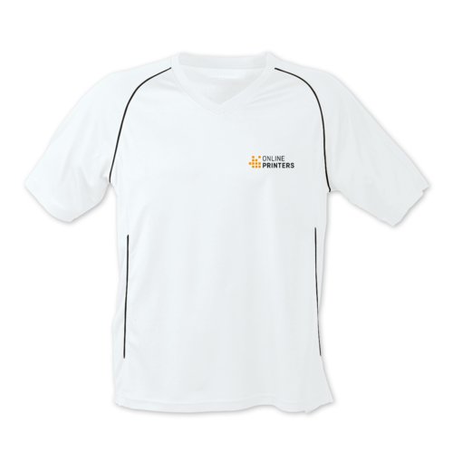 T-shirt en polyester blanc et noir  manches courtes.