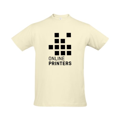 T-shirt beige en coton pour hommes avec manches courtes.