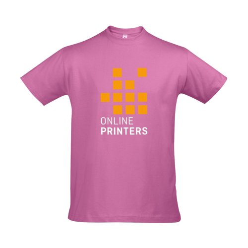 T-shirt rose en coton pour homme avec manches courtes et col rond.