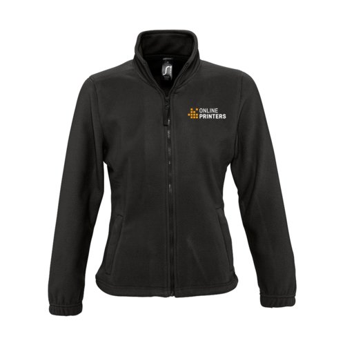 Veste polaire noire en polyester avec fermeture clair intgrale.