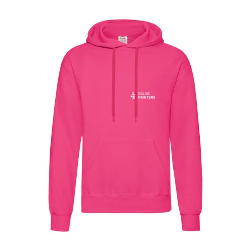 Sweat  capuche fuchsia pour homme en coton mlang avec capuche et cordon de serrage.