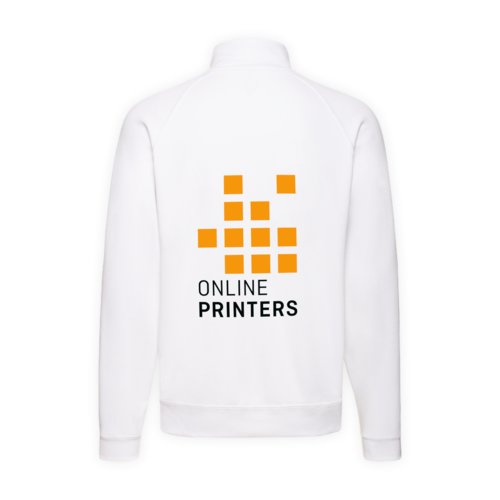 Veste de survtement blanche en mlange de coton pour homme avec fermeture clair intgrale.