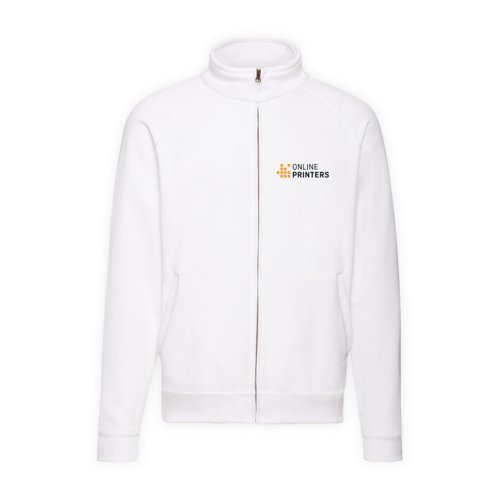 Veste de survtement blanche en mlange de coton avec fermeture clair intgrale.
