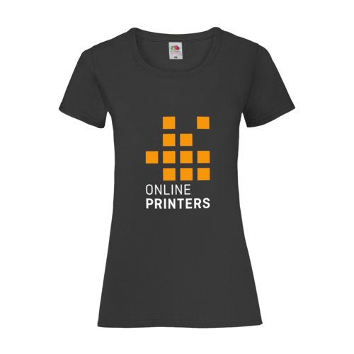T-shirt noir en coton pour femmes avec manches courtes et col rond.