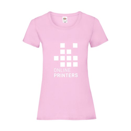 T-shirt rose clair en coton pour femmes avec manches courtes.