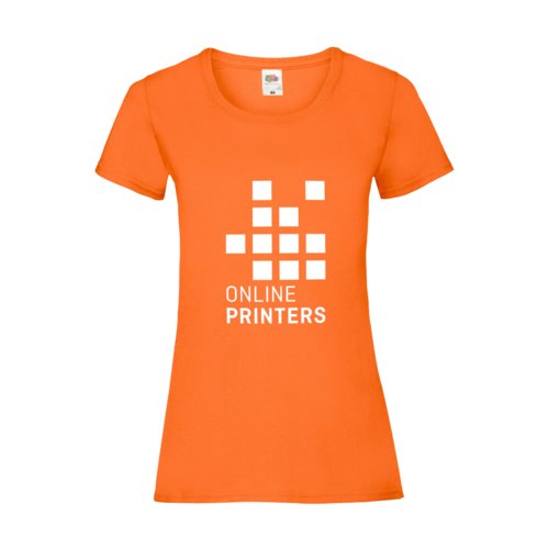 T-shirt orange en coton pour femmes avec manches courtes.