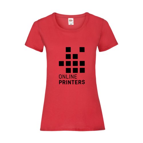 T-shirt rouge en coton pour femmes avec manches courtes.