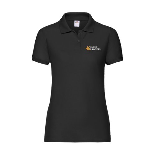 Polo noir pour femme en mlange de polyester et coton avec manches courtes.