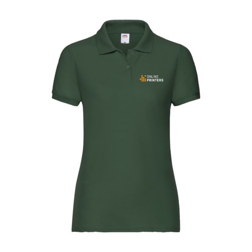 Polo vert en coton pour femmes avec courte patte de boutonnage.