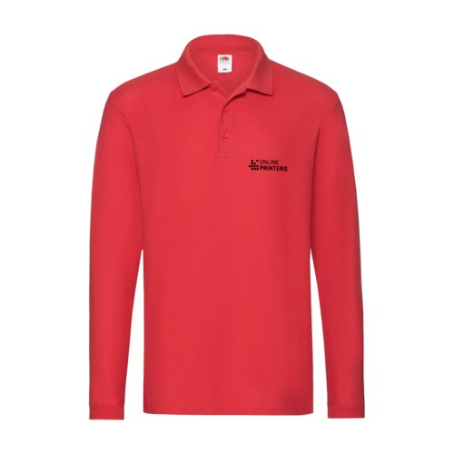 Polo rouge en coton avec manches longues et patte boutonne.